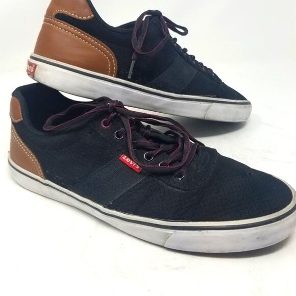 Levi's Men'a Black Low Top Sneakers Size 9.5 - Picture 1 of 8